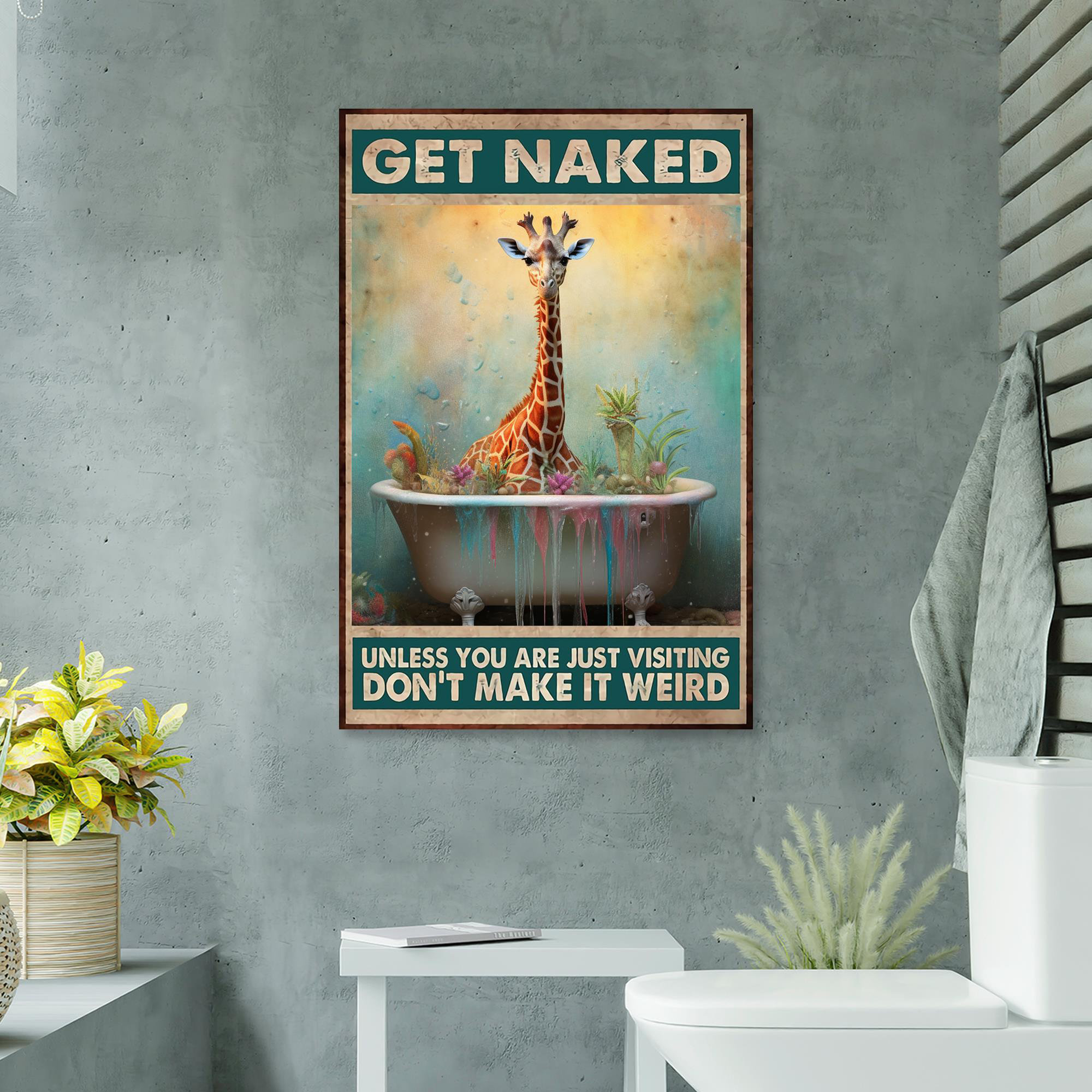 Trinx Giraffe Get Naked 2 On Canvas Graphic Art | Wayfair